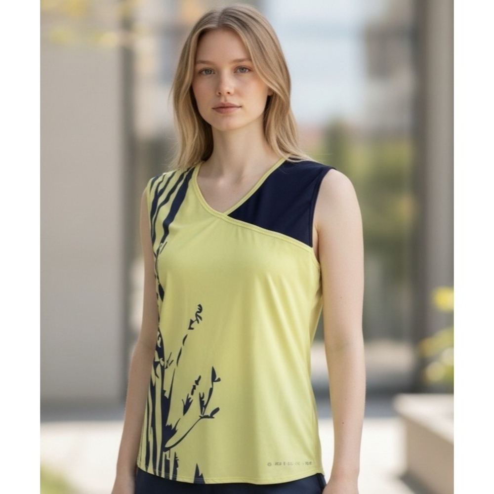 GOLITE Women's XL Ultra Lightweight Running Tank Yellow Navy EUC